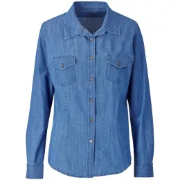 Ladies Long Sleeve Eastwood Shirt Blue Front